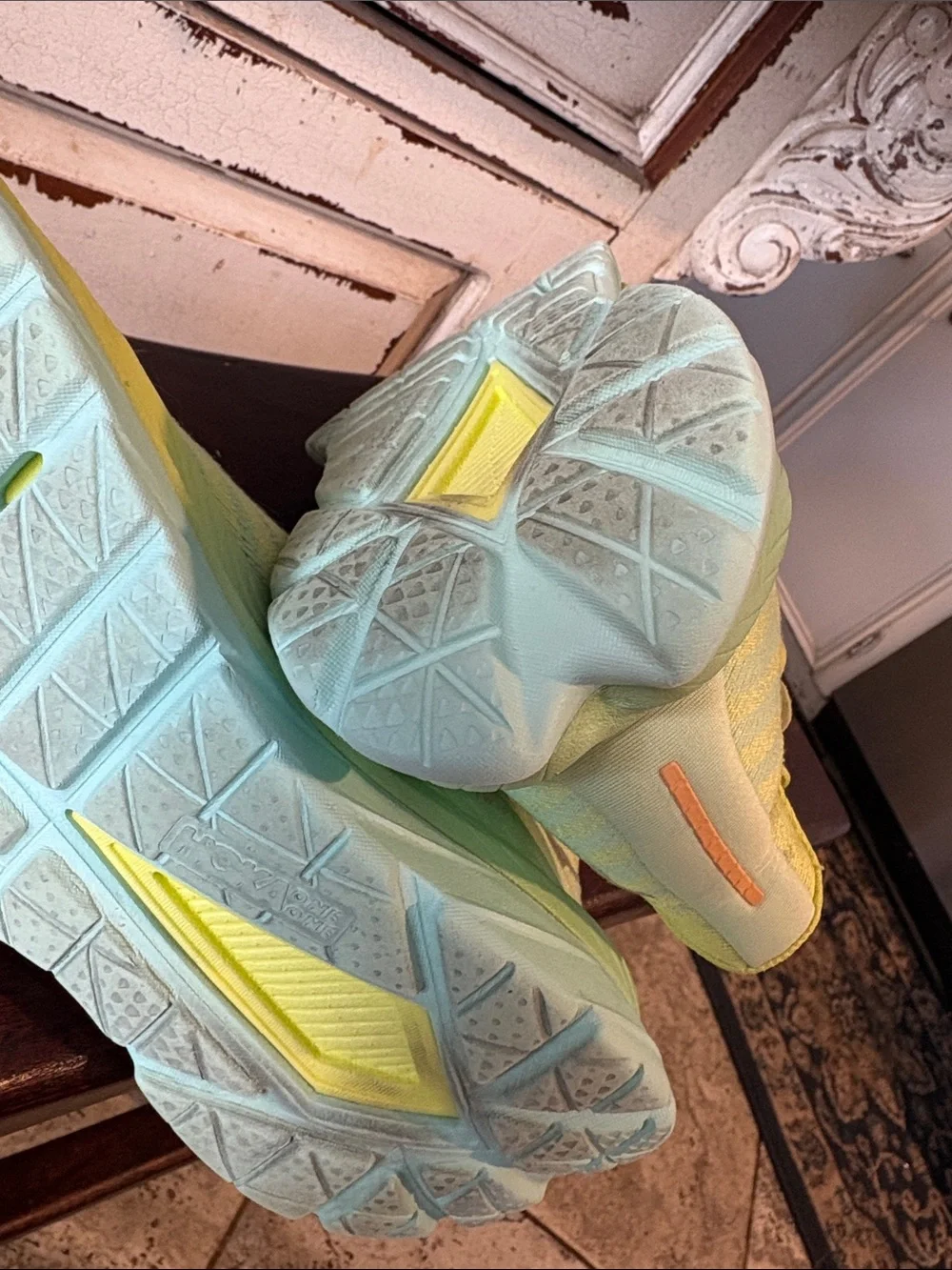 Hoka Women's Yellow Teal Athletic Shoes - Picture 7 of 8
